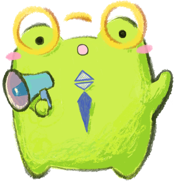 Kapa the frog with a megaphone