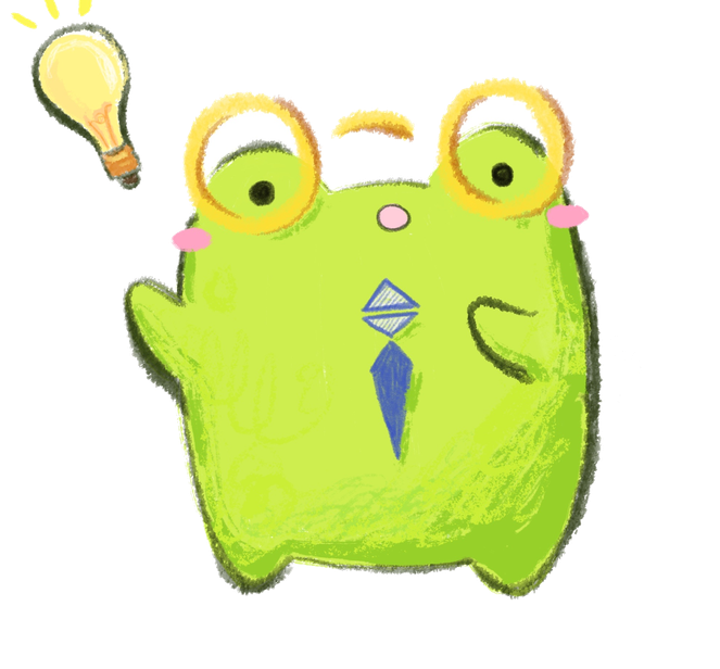 Kapa the frog with a lightbulb